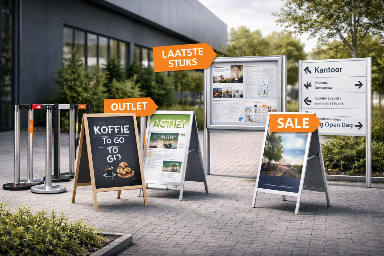Outlet bewegwijzering & displays | Sale borden en systemen