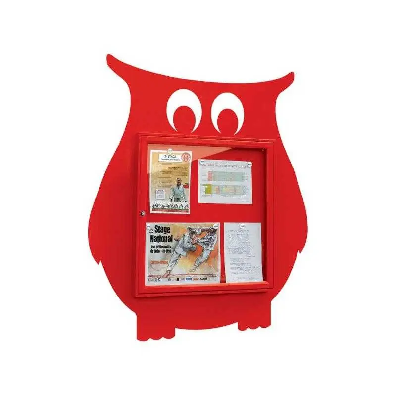 Themavitrine Uil RAL 3020 rood.webp