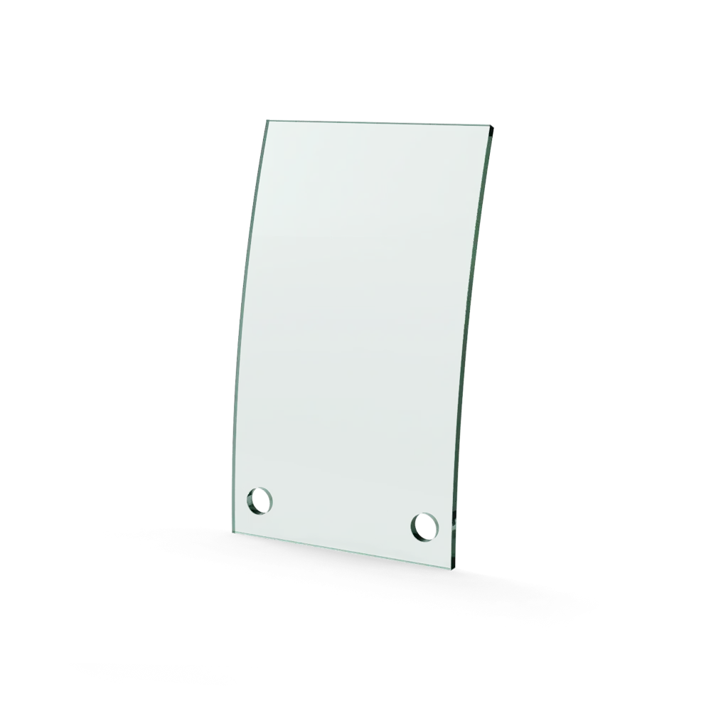 Glasplaat 2-gaats gecurved 100 x 170 x 4 mm