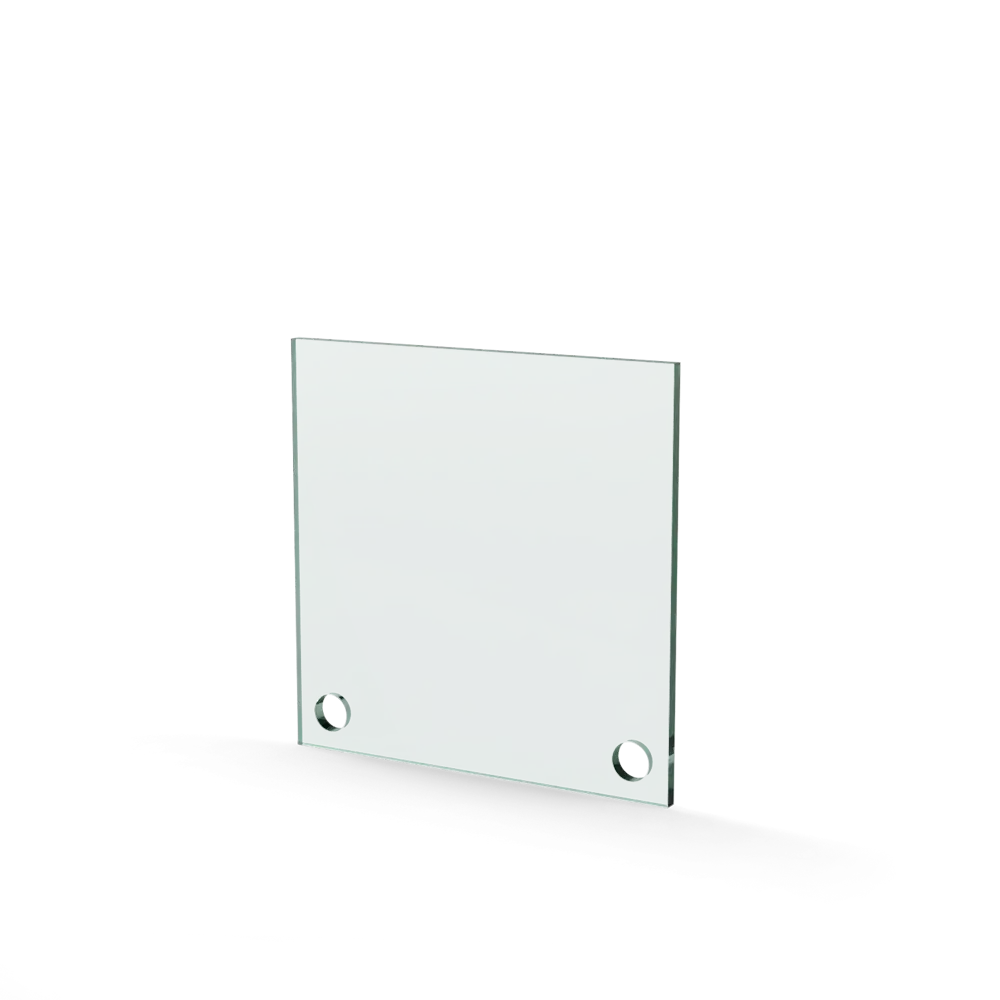 Glasplaat 2-gaats onder 120 x 120 x 4 mm