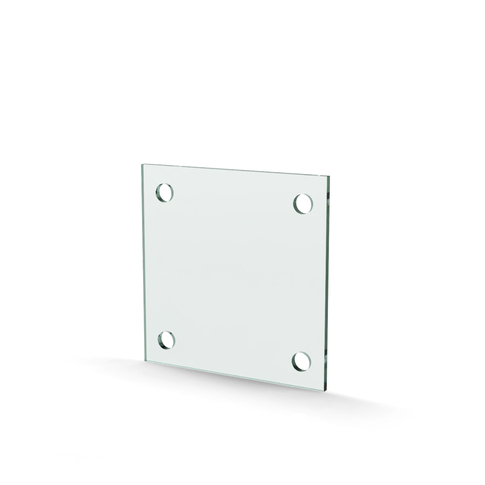 Glasplaat 4-gaats 120 x 120 x 4 mm