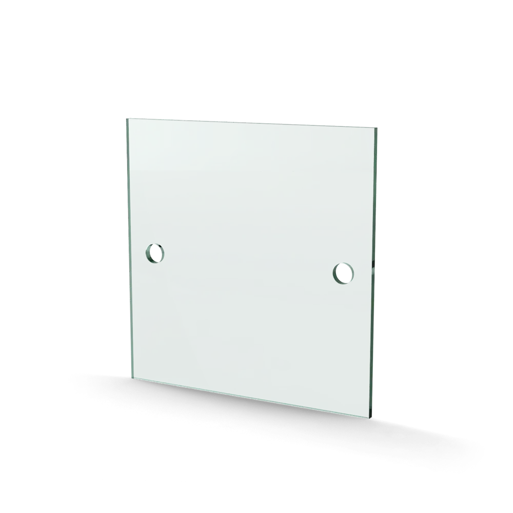 Glasplaat 2-gaats midden 150 x 150 x 4 mm