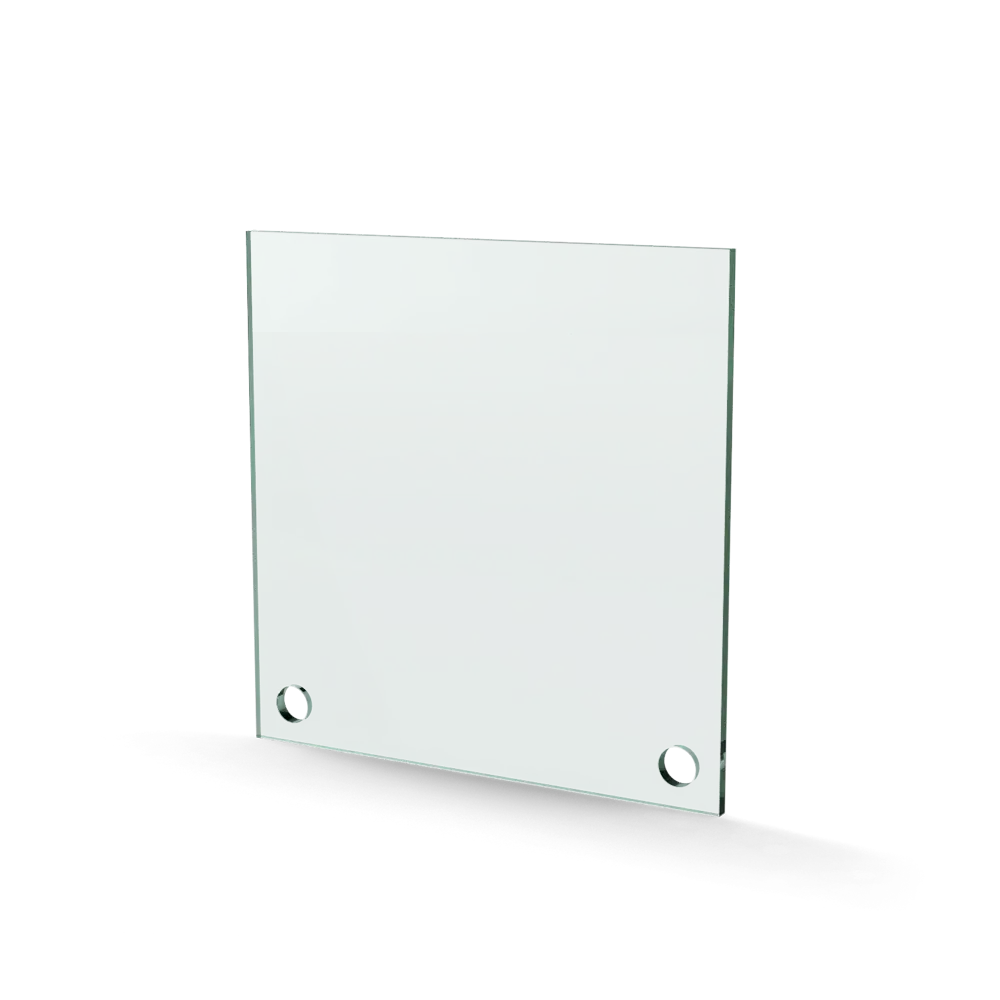 Glasplaat 2-gaats onder 150 x 150 x 4 mm