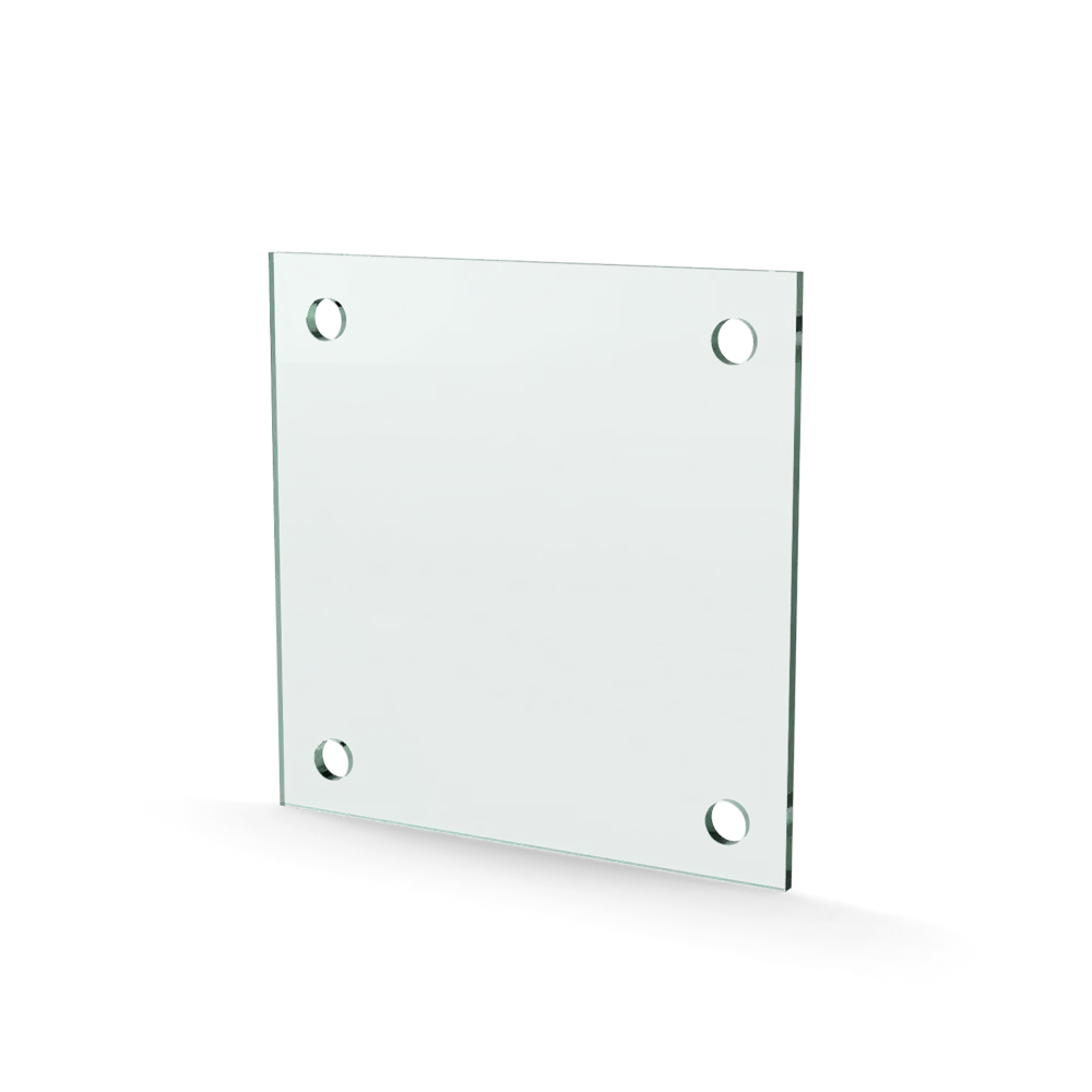 Glasplaat 4-gaats 150 x 150 x 4 mm