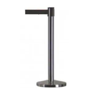 Afzetpaal Barrier Chroom met zwart lint