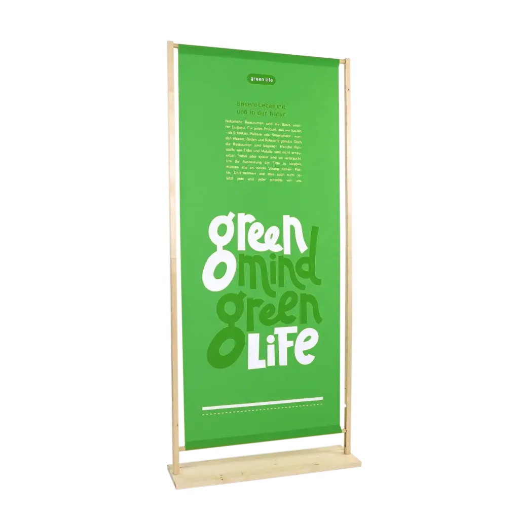 Houten bannerdisplay Woedy 1900 mm