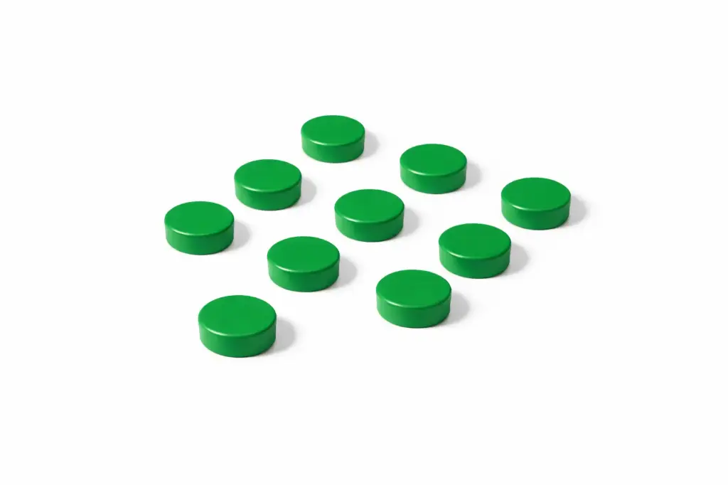 Whiteboard Accessoires Mix Set van 10 stuks magneet groen dia. 30mm