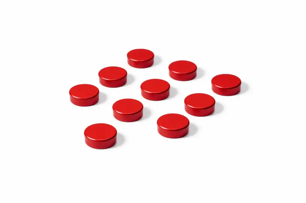 Whiteboard Accessoires Mix Set van 10 stuks magneet rood dia. 30mm
