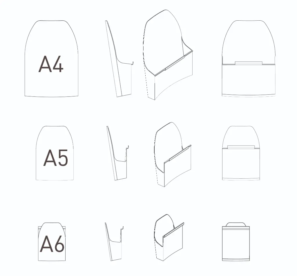 Folderbak plexi t.b.v. houten display Woeco A5