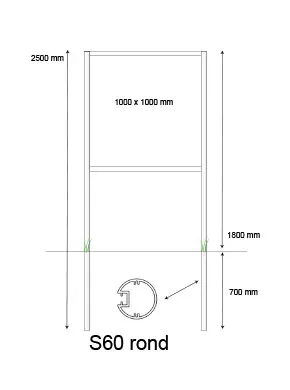 [PROD-S60-4] Console / Reclamebord met S60 staanders t.b.v. eigen plaat van 1000 x 1000