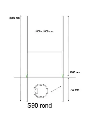[PROD-S90-4] Console / Reclamebord met S90 staanders t.b.v. eigen plaat van 1000 x 1000